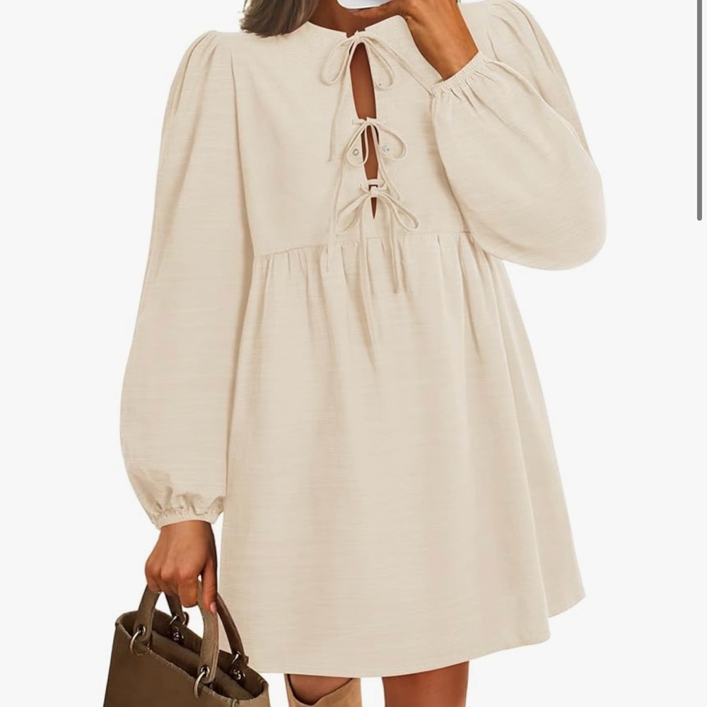 Cream Tie Front Dress